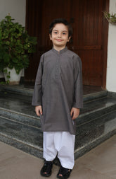 SUMMER'22 BOYS PLAIN KURTA CHARCOAL