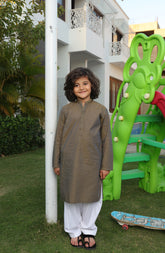 SUMMER'22 BOYS SEMI FORMAL STYLING KURTA OLIVE