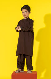 SUMMER'23 BOYS BASIC KAMEEZ SHALWAR BROWN