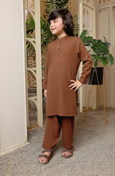 EID FESTIVE'22 BOYS SEMI FORMAL KAMEEZ SHALWAR BROWN