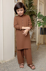 EID FESTIVE'22 BOYS SEMI FORMAL KAMEEZ SHALWAR BROWN