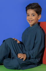 SUMMER'23 BOYS PLAIN KAMEEZ SHALWAR DARK TEAL