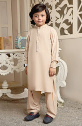 EID FESTIVE'22 BOYS SEMI FORMAL KAMEEZ SHALWAR DARK FAWN