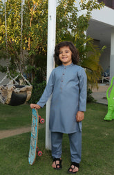 SUMMER'22 BOYS SEMI FORMAL STYLING KAMEEZ SHALWAR BLUE