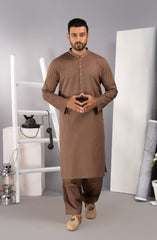 MEN KAMEEZ SHALWAR PLAIN BROWN