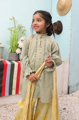 SUMMER'22 GIRLS FLORAL STAMPS 3PC STITCHED SUIT