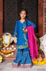 EID FESTIVE'22 GIRLS 3PC STITCHED SUIT