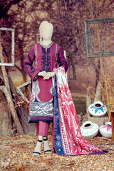 WOMEN SERENA SHEER EMBROIDERED STITCHED 3PC SUIT