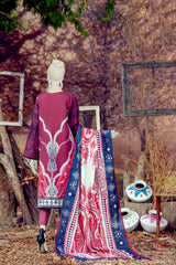 WOMEN SERENA SHEER EMBROIDERED STITCHED 3PC SUIT