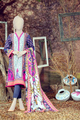 WOMEN PERSIAN WINDMILL EMBROIDERED STITCHED 3PC SUIT