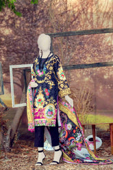 WOMEN ROYAL DELFT EMBROIDERED STITCHED 3PC SUIT