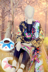 WOMEN ROYAL DELFT EMBROIDERED STITCHED 3PC SUIT