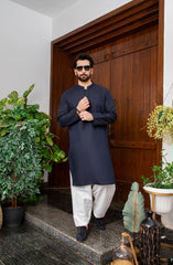 MEN KURTA PLAIN NAVY BLUE