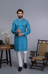 MEN KURTA CASUAL SKY BLUE (6654690656430)