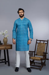 MEN KURTA CASUAL SKY BLUE (6654690656430)