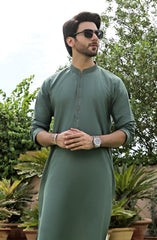 TARZ-E-PAKISTAN MEN CASUAL STYLING KURTA DARK GREEN