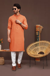 FESTIVE'23 MEN KURTA SEMI FORMAL ORANGE