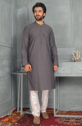 MEN KURTA PLAIN GREY (6978070118574)