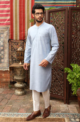 MEN KURTA CASUAL LIGHT GREY