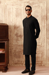 SUMMER'23 MEN KURTA PAJAMA CASUAL BLACK