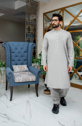 MEN KAMEEZ SHALWAR PLAIN GREY (7058766299310)