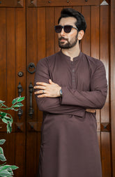 MEN KAMEEZ SHALWAR PLAIN CHOCOLATE (7084048646318)