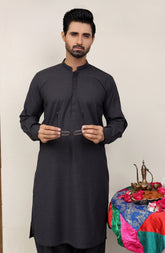 EID FESTIVE'22 MEN KAMEEZ SHALWAR PLAIN CHARCOAL