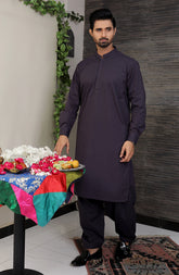 EID FESTIVE'22 MEN KAMEEZ SHALWAR PLAIN PURPLE