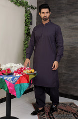 EID FESTIVE'22 MEN KAMEEZ SHALWAR PLAIN PURPLE