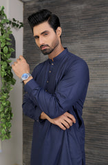 EID FESTIVE'22 MEN KAMEEZ SHALWAR PLAIN DARK BLUE
