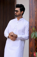 EID FESTIVE'22 MEN KAMEEZ SHALWAR PLAIN WHITE