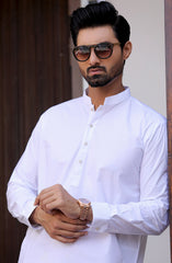 EID FESTIVE'22 MEN KAMEEZ SHALWAR PLAIN WHITE