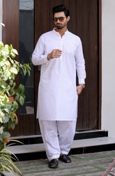 EID FESTIVE'22 MEN KAMEEZ SHALWAR PLAIN WHITE