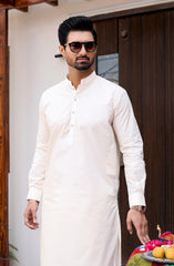 EID FESTIVE'22 MEN KAMEEZ SHALWAR PLAIN CREAM