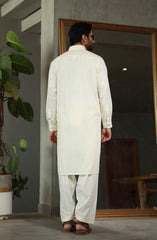 SUMMER'23 MEN KAMEEZ SHALWAR PLAIN CREAM