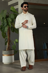 SUMMER'23 MEN KAMEEZ SHALWAR PLAIN CREAM