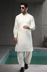 SUMMER'23 MEN KAMEEZ SHALWAR PLAIN CREAM