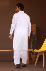 FESTIVE'23 MEN KAMEEZ SHALWAR PLAIN WHITE
