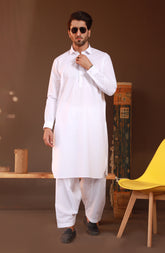 FESTIVE'23 MEN KAMEEZ SHALWAR PLAIN WHITE