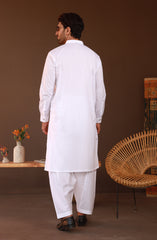 FESTIVE'23 MEN KAMEEZ SHALWAR PLAIN WHITE