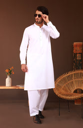 FESTIVE'23 MEN KAMEEZ SHALWAR PLAIN WHITE