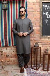 EID FESTIVE'22 MEN KAMEEZ SHALWAR SEMI FORMAL DARK GREY