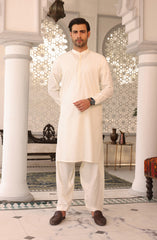 EID FESTIVE'22 MEN KAMEEZ SHALWAR SEMI FORMAL CREAM