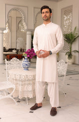 EID FESTIVE'22 MEN KAMEEZ SHALWAR PLAIN LIGHT BEIGE
