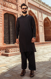 FESTIVE'22 MEN KAMEEZ SHALWAR SEMI FORMAL BLACK