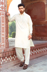 EID FESTIVE'22 MEN KAMEEZ SHALWAR PLAIN CREAM