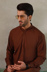 SUMMER'23 MEN KAMEEZ SHALWAR PLAIN BROWN
