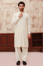 WINTER'22 MEN KAMEEZ SHALWAR CASUAL CREAM