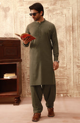 WINTER'22 MEN KAMEEZ SHALWAR CASUAL BROWN