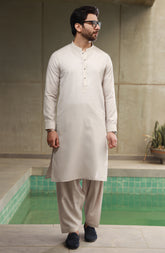 SUMMER'23 MEN KAMEEZ SHALWAR PLAIN LATTE